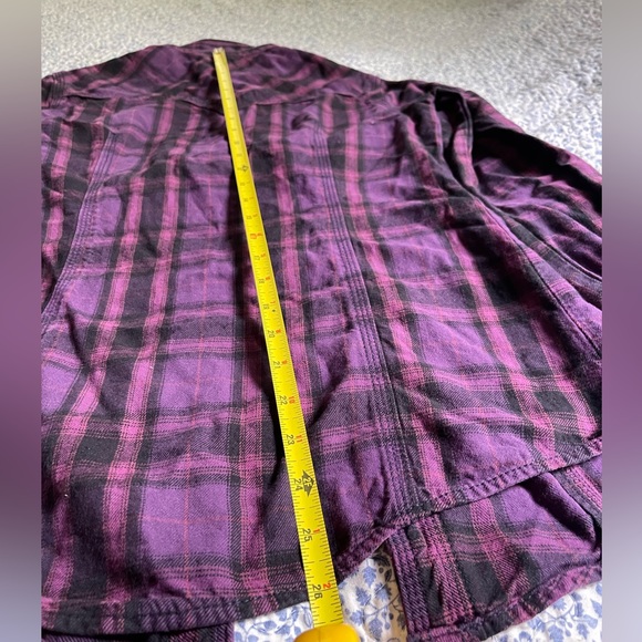TRUE RELIGION Western Pearl Snap Purple Plaid Size W Small - Picture 10 of 13